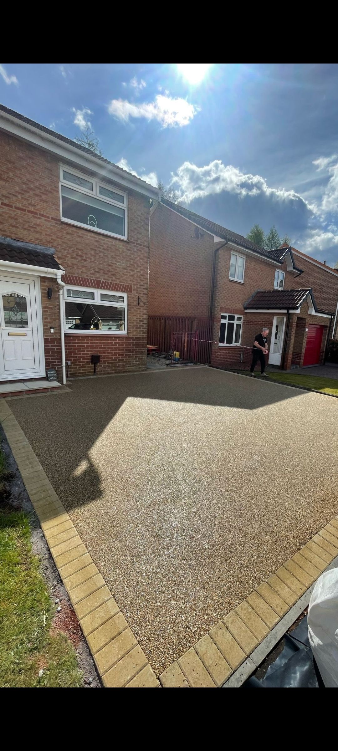 Close-up of resin bound aggregate surface texture and colour mix